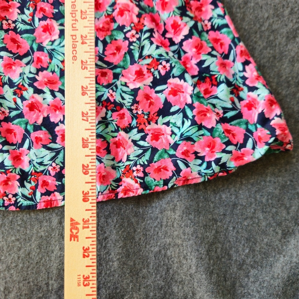 Old Navy Womens XS Floral Smocked Waist Mini Dress Pink Teal Cottage Milkmaid - Picture 7 of 7